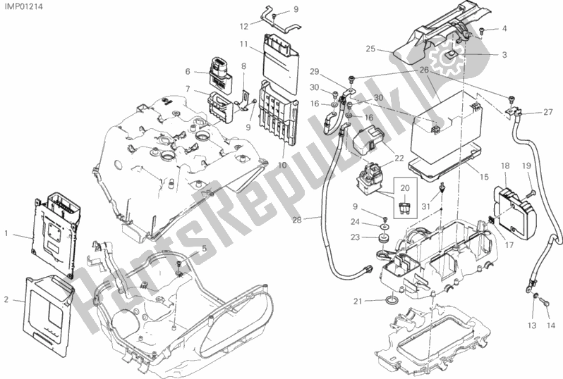Tutte le parti per il Portabatteria del Ducati Superbike Panigale V4 S Corse 1100 2019